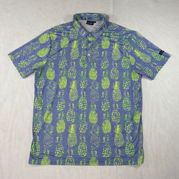Sunday Swagger Polo Shirt Mens XL Pineapple Geometric Performance Stretch Golf - Picture 2 of 8